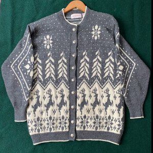 Vintage Carroll Reed Wool Angora Sweater Cardigan